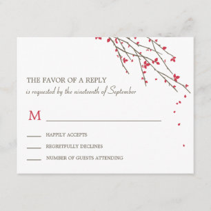 Tarjeta RSVP de matrimonio para marcas en flor - C