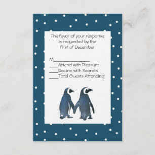Tarjeta RSVP de matrimonio pingüino