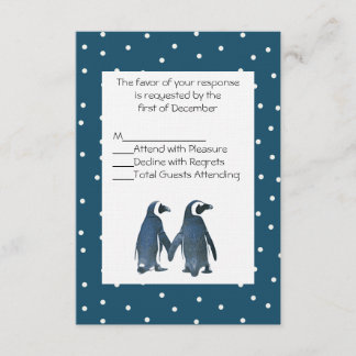 Tarjeta RSVP de matrimonio pingüino