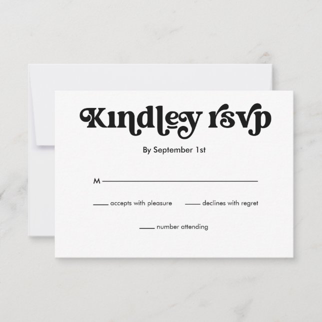 Tarjeta RSVP de matrimonio retro Minimalista simpl (Anverso)