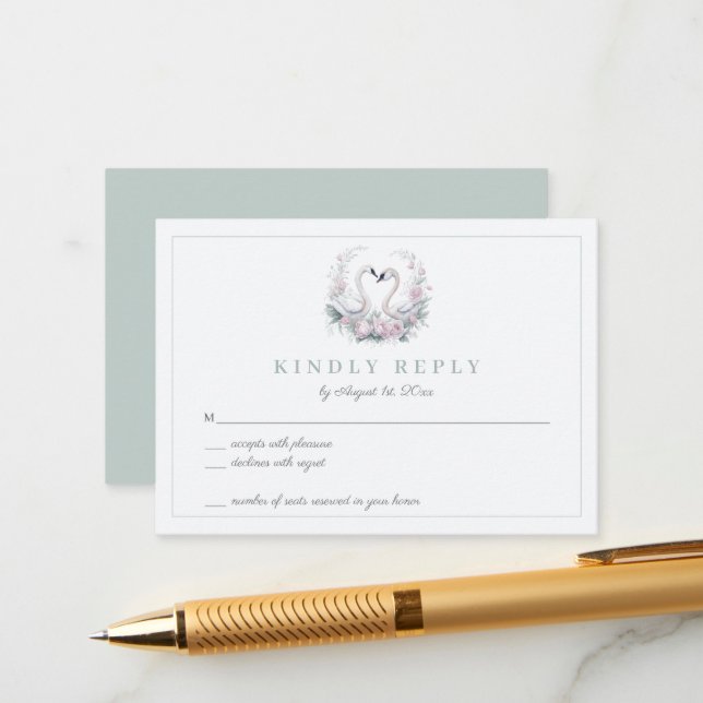 Tarjeta RSVP de matrimonio romántico de pareja de  (Anverso/Reverso In Situ)