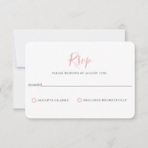 Tarjeta RSVP de matrimonio rosa de coral minimalis