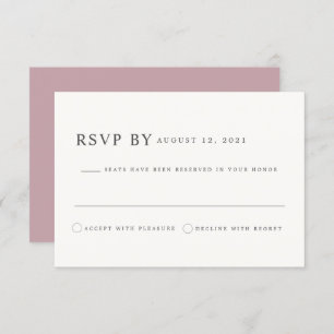 Tarjeta RSVP de matrimonio rosa ROGUE Dusty Rubor