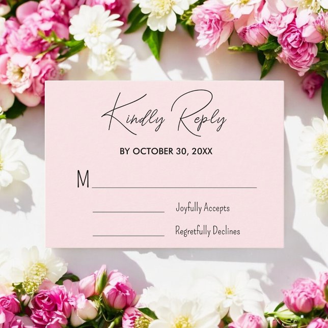 Tarjeta RSVP de matrimonio rosa Rubor (Subido por el creador)