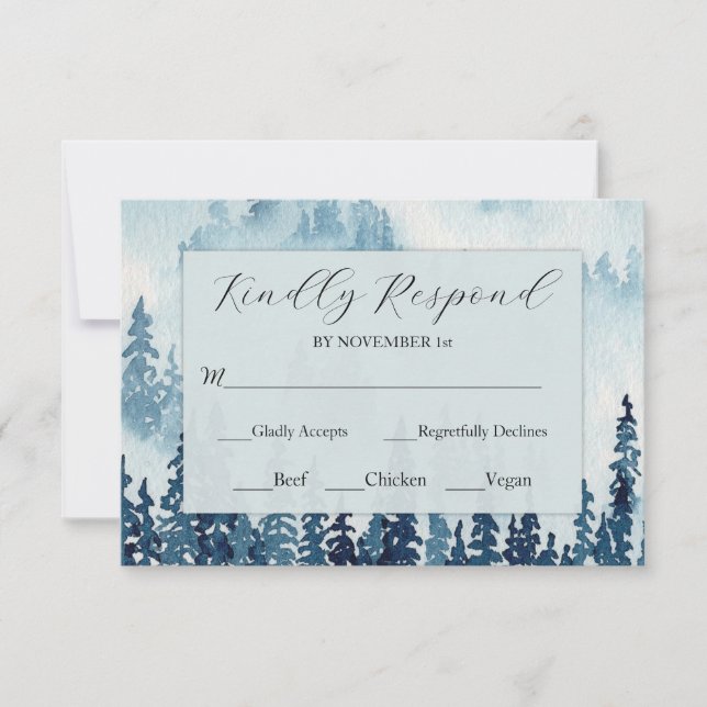Tarjeta RSVP de matrimonio ruso a medianoche (Anverso)