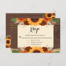 Tarjeta RSVP de matrimonio rústico de madera de gi