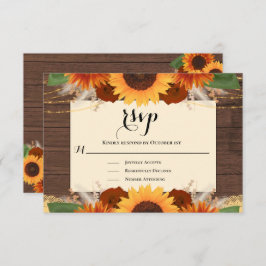 Tarjeta RSVP de matrimonio rústico de madera de gi
