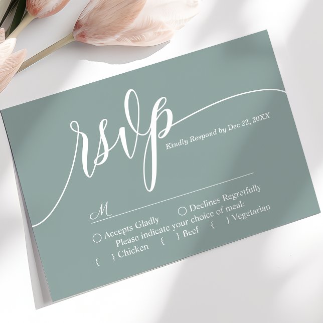 Tarjeta RSVP de matrimonio simple con escritura Ve (Subido por el creador)