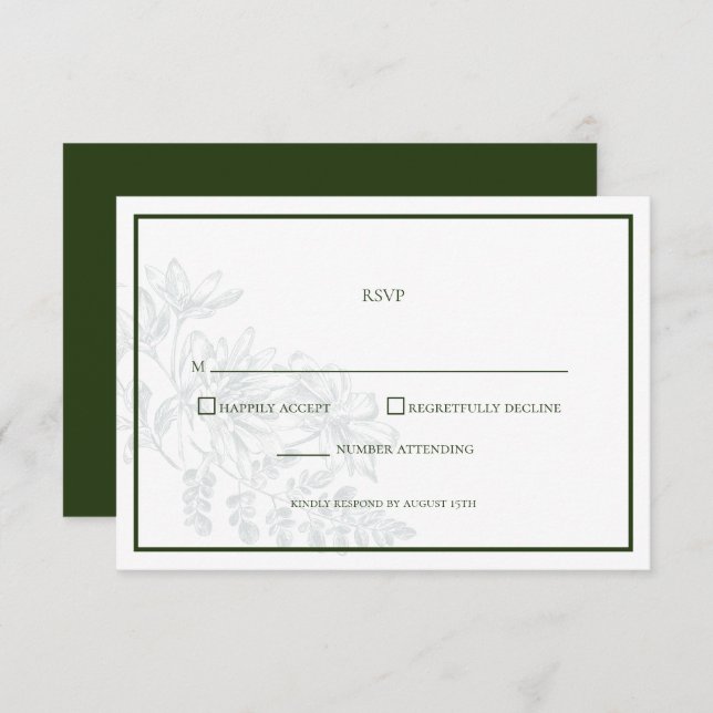 Tarjeta RSVP de matrimonio simple con flor blanca  (Anverso / Reverso)