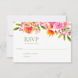 Tarjeta RSVP de matrimonio simple con flor verde N