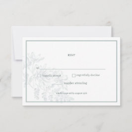Tarjeta RSVP de matrimonio simple con flor verde s
