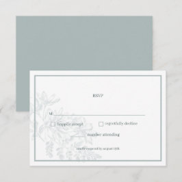 Tarjeta RSVP de matrimonio simple con flor verde s