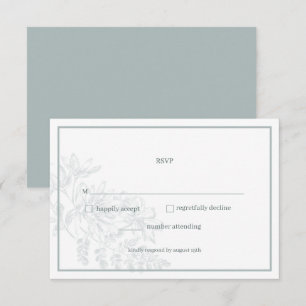 Tarjeta RSVP de matrimonio simple con flor verde s