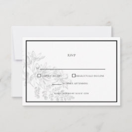 Tarjeta RSVP de matrimonio simple con floral blanc