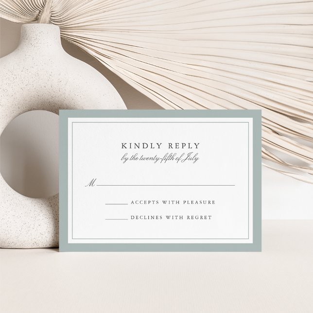 Tarjeta RSVP de matrimonio simple de borde de jade (Subido por el creador)