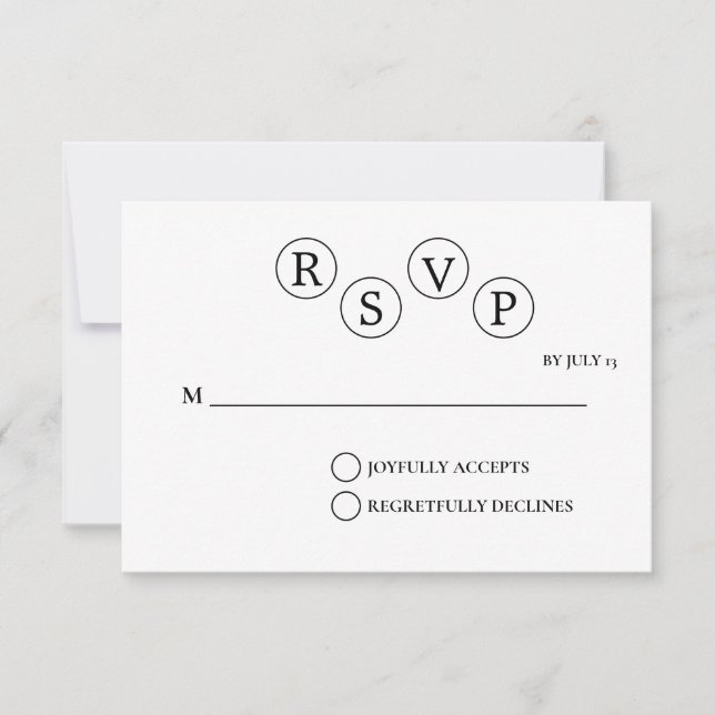 Tarjeta RSVP de matrimonio simple minimalista (Anverso)