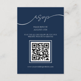 Tarjeta RSVP de matrimonio simple y elegante azul