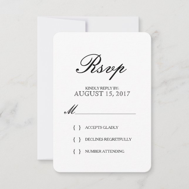 Tarjeta RSVP de matrimonio simple y elegante para  (Anverso)