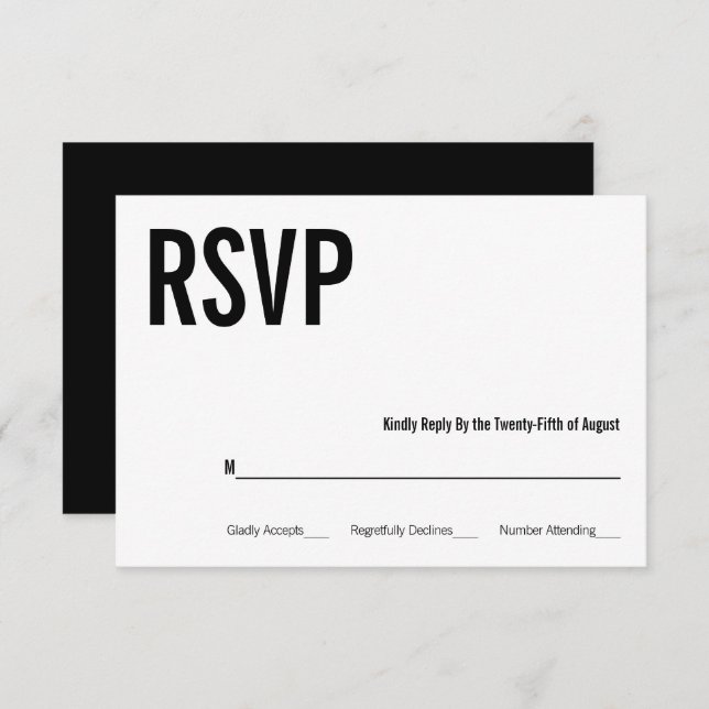 Tarjeta RSVP de matrimonio simple y mínima para ti (Anverso / Reverso)