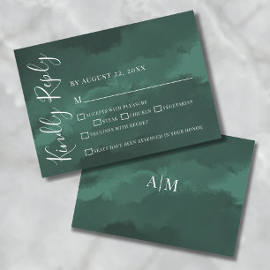 Tarjeta RSVP de matrimonio verde simple y elegante