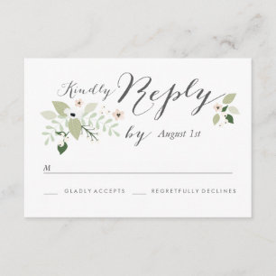 Tarjeta RSVP de Meadow Blooms - blanco