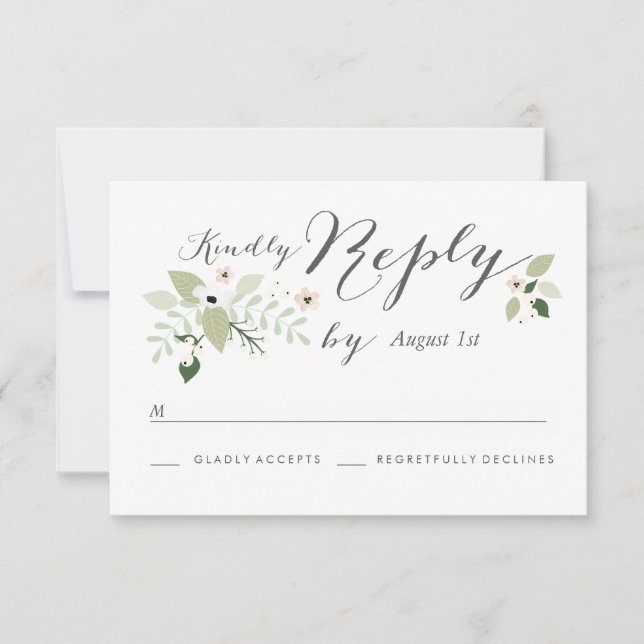 Tarjeta RSVP de Meadow Blooms - blanco (Anverso)