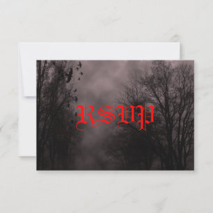 Tarjeta RSVP de mist rojo del cielo atormentado