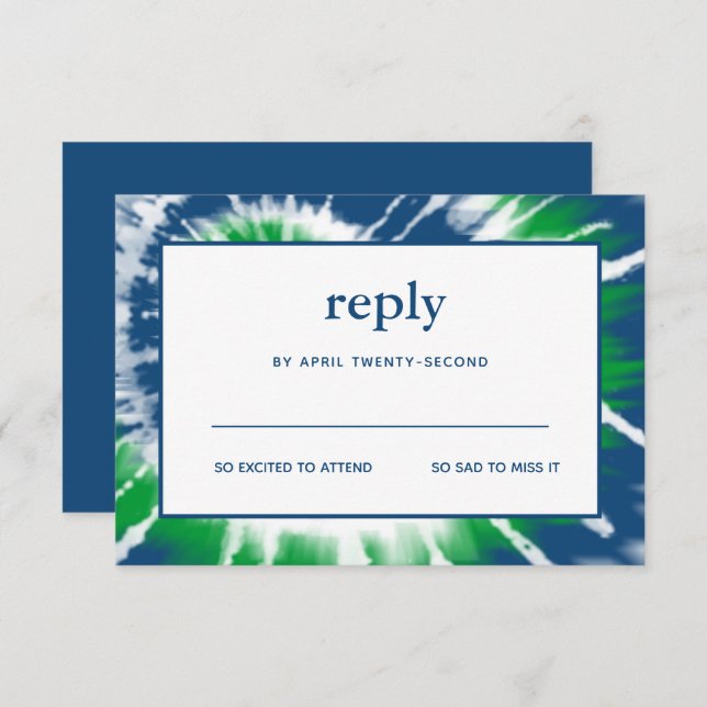 Tarjeta RSVP de Mitzvah con barra de tinte azul y  (Anverso / Reverso)