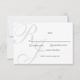 Tarjeta RSVP de moda de boda blanca y negra