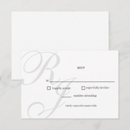 Tarjeta RSVP de moda de boda blanca y negra