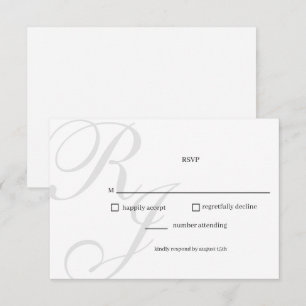 Tarjeta RSVP de moda de boda blanca y negra