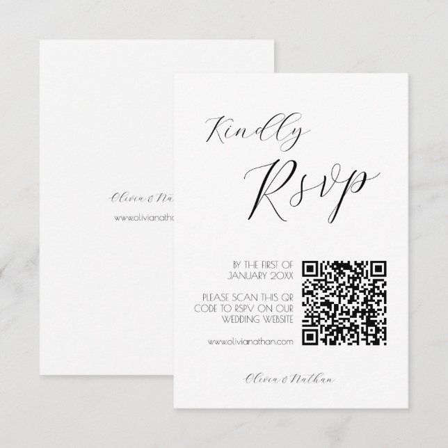 Tarjeta rsvp de Moda mínima Script Wedding (Anverso / Reverso)