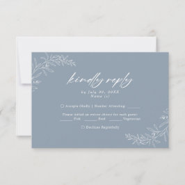 Tarjeta RSVP de moderna boda azul turbia Minimalis