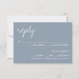 Tarjeta RSVP de moderna boda azul turbia Minimalis