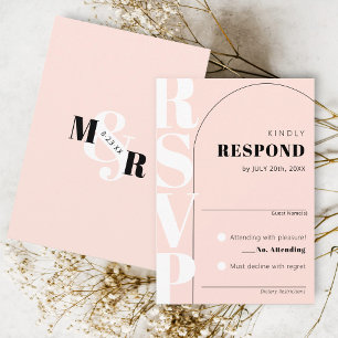 Tarjeta RSVP de moderna boda de arco y Ampersa ros