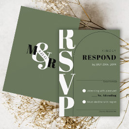 Tarjeta RSVP de moderna boda de arco y Ampersa ver
