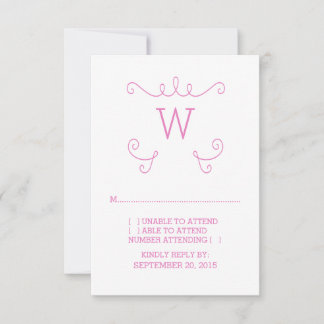 Tarjeta RSVP de Monograma Buenísta Rosa