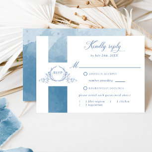 Tarjeta RSVP de Monograma Clásico Boda de color az