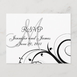 Tarjeta RSVP de Monograma Negro y Blanco