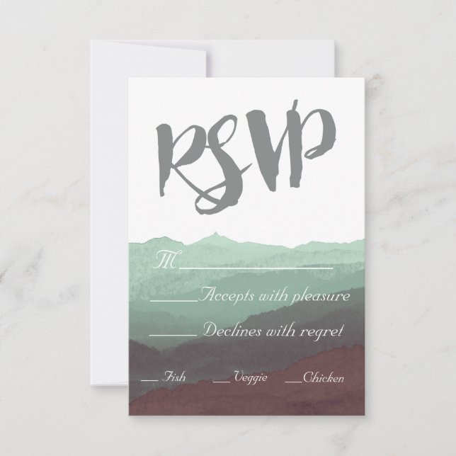 Tarjeta RSVP de Montaña Watercolor Moderno (Anverso)