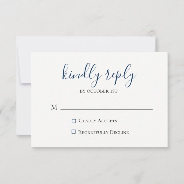 Tarjeta RSVP de Moody Blue Metallic Wedding (Anverso)
