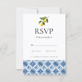 Tarjeta RSVP de mosaicos de limón mediterráneo