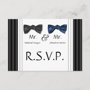 Tarjeta RSVP de Mr. y Sr. Bow Ties & Pin Striped