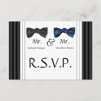 Tarjeta RSVP de Mr. y Sr. Bow Ties & Pin Striped
