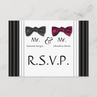 Tarjeta RSVP de Mr. y Sr. Bow Ties & Pin Striped