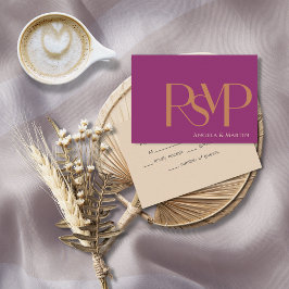 Tarjeta RSVP de Naranja magenta de negrita Minimal