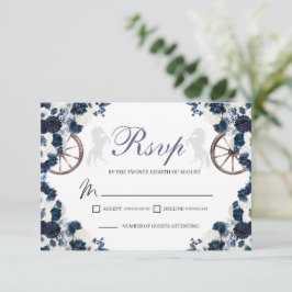 Tarjeta RSVP de Navy Blue Western Quinceanera