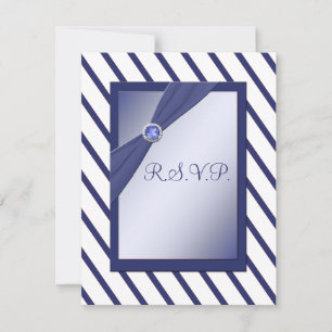 Tarjeta RSVP de Navy y franja blanca