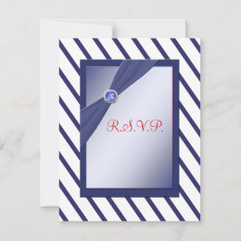 Tarjeta RSVP de Navy y franja blanca