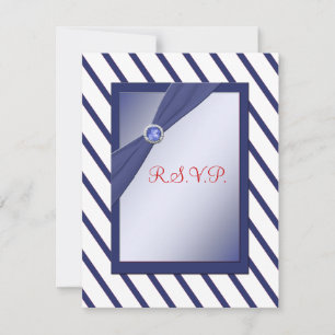 Tarjeta RSVP de Navy y franja blanca